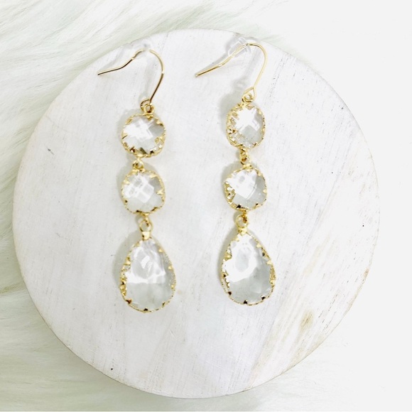 The Crystal Dangling Bezel Duo - 2 pairs - Picture 3 of 7